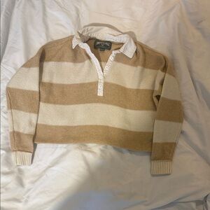 American Eagle Outfitters Tan and Cream Striped Sweater XS EUC